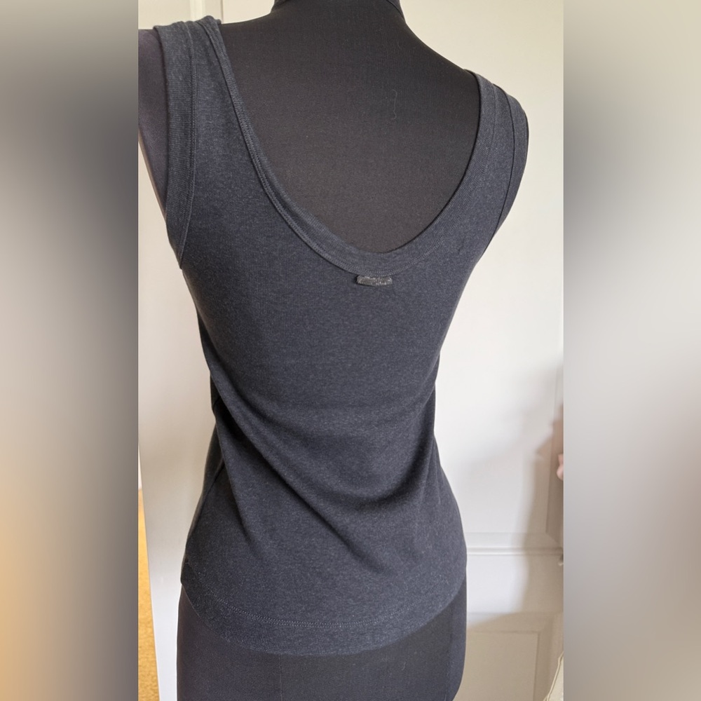 Brunello Cucinelli Ribbed Tank Top M Italian Luxury Stretch Cotton Basic - Picture 4 of 10